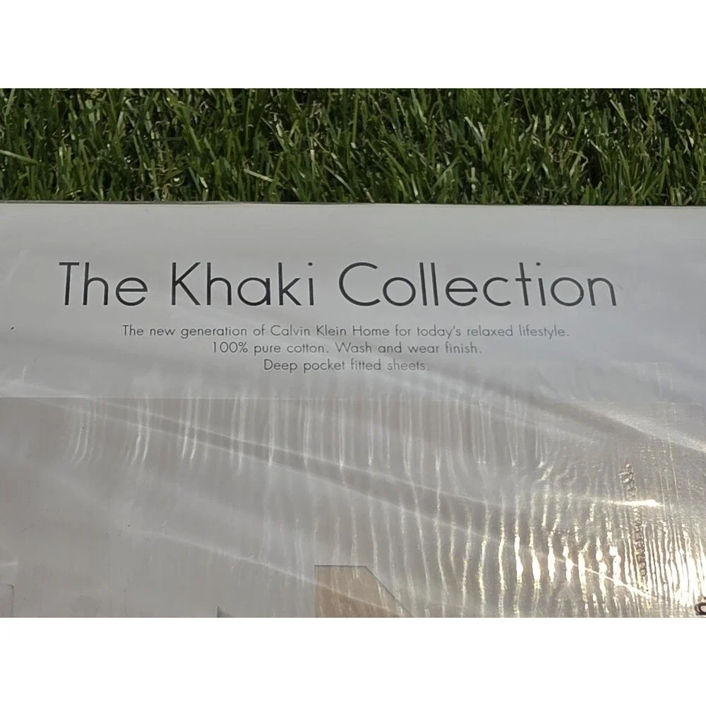 Vtg CALVIN KLEIN KHAKI COLLECTION TWIN FLAT & Fitted SHEETS Water Weeds Flint *